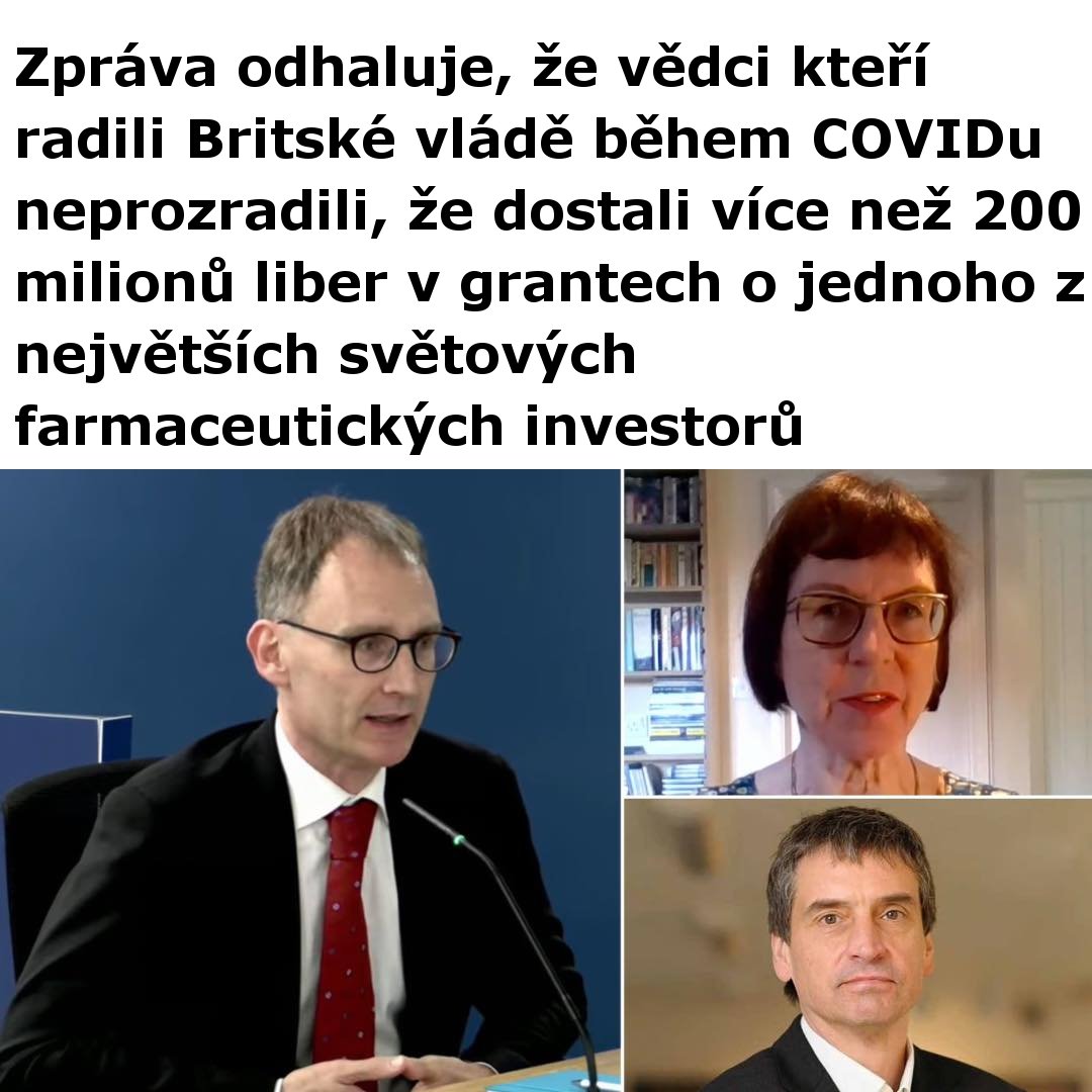 Zpráva odhaluje, že vědci kteří radili Britské vládě během COVIDu neprozradili, že dostali více než 200 milionů liber v grantech o jednoho z největších světových farmaceutických investorů